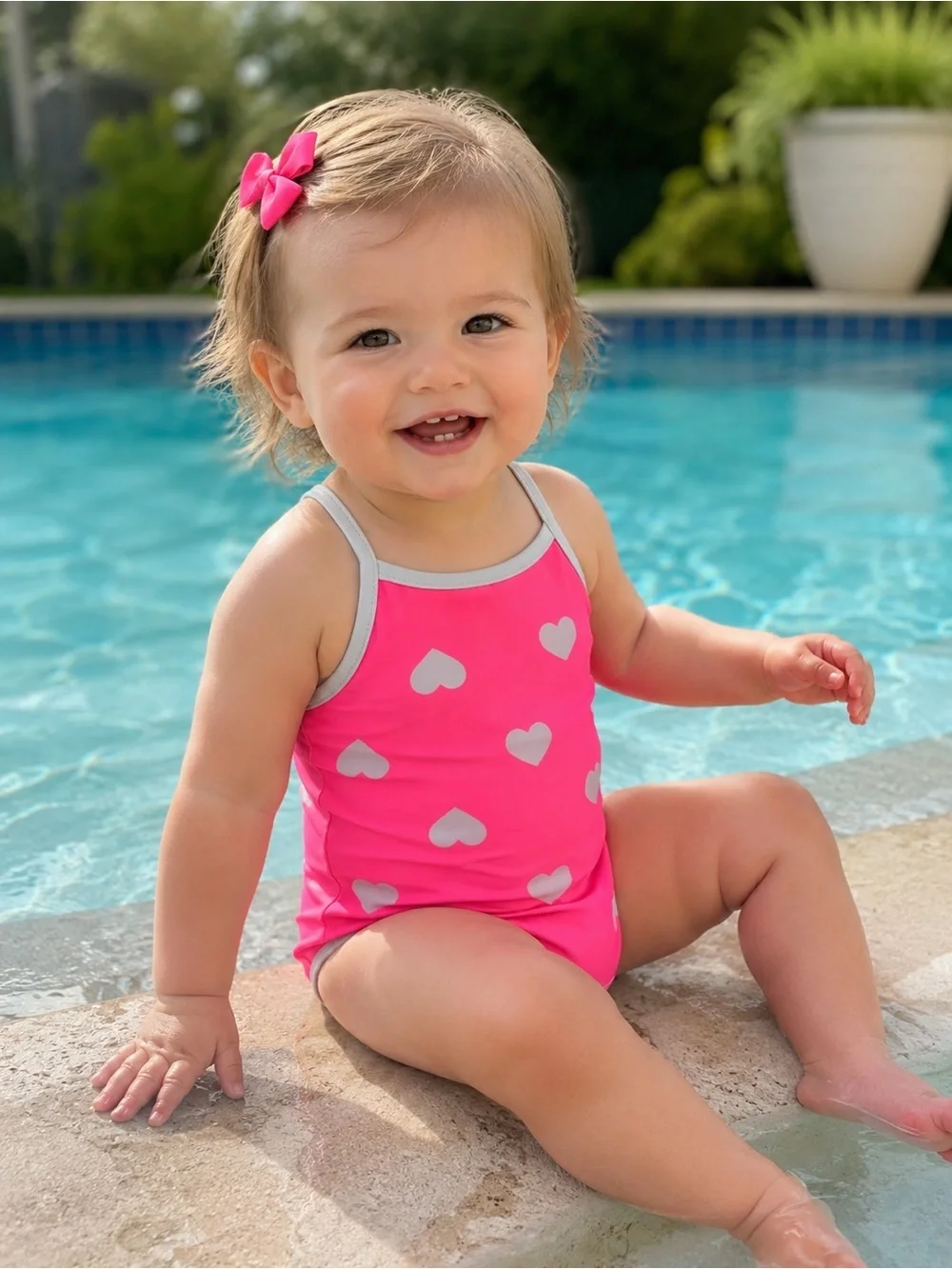 Old Navy Hot Pink Heart Print One-Piece